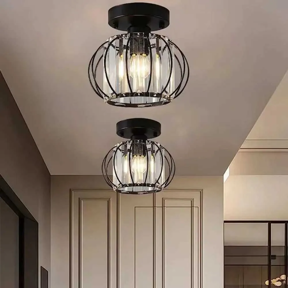 Semi Flush Mount Crystal Chandelier Small Antique Crystal Light Fixture for Bathroom Hallway Cafe More