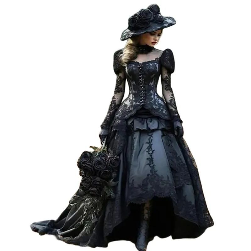 Medieval Black Gothic Wedding Dresses Lace... From Chicweddings, $149.76 |  DHgate.Com