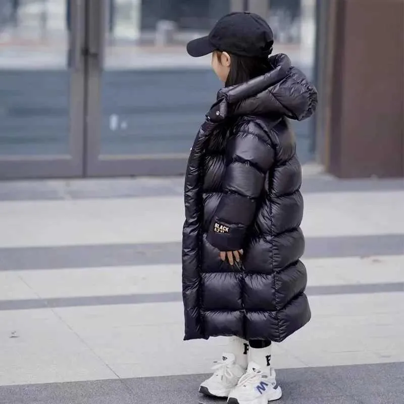 Girls' Winter Down Coat: -30°C Thickened Long Jacket, Korean Style,  Children's Puffer Outwear, Sizes 4-15 Years