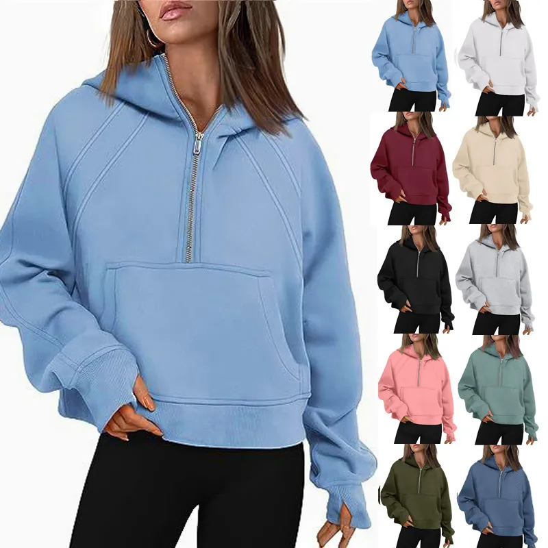 2023 Otono Invierno Nuevos Deportes Informales De Moda Media Cremallera Con Sudadera Con Capucha De Terciopelo Para Mujeres De 16 36 DHgate