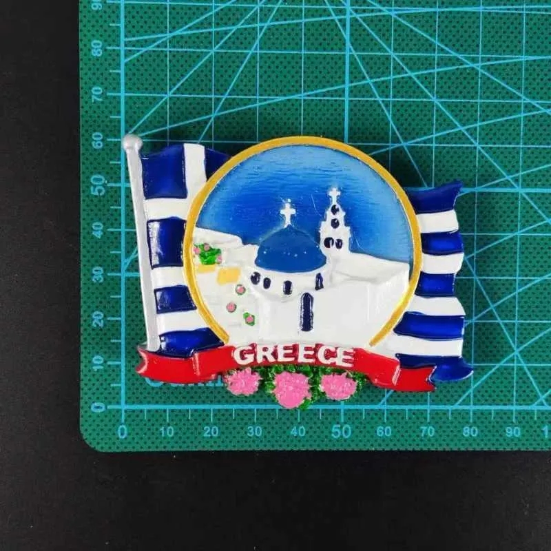 3D Santorini Greece Fridge Magnet - Aegean Sea Style Souvenir, Resin & Strong Magnet For Home & Kitchen Decor