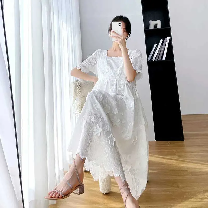 Robe De Maternité Blanche Robe Photo De Grossesse Fluide Et