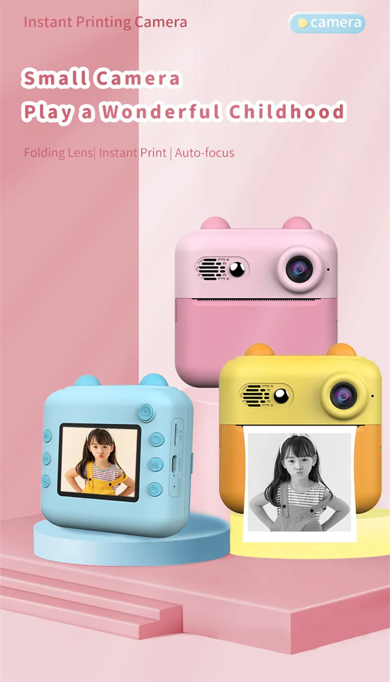 Kids Camera Instant Print With 5 Rolls Print Paper Stickers Pens & 32G – Misirun - View #3