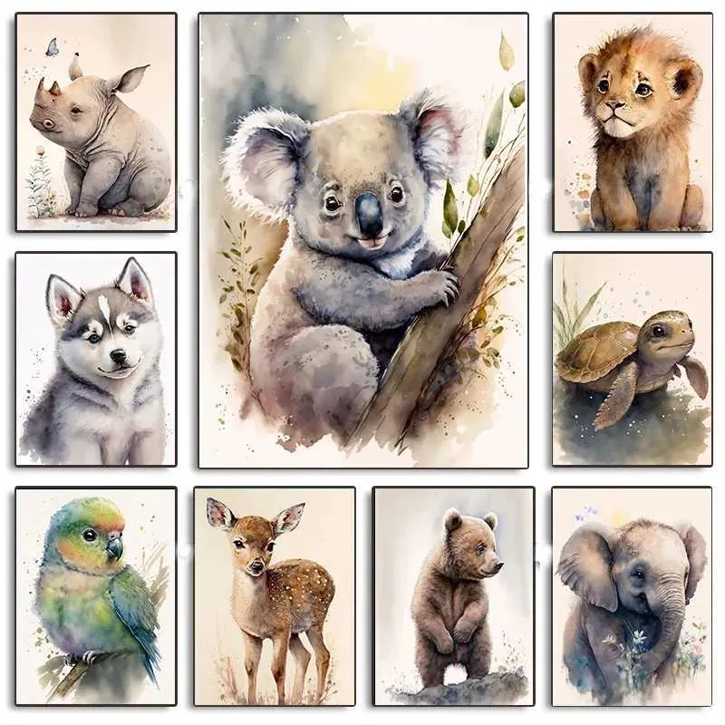 Baby Animal Prints Nursery Wall Art Prints Cute Baby Animal