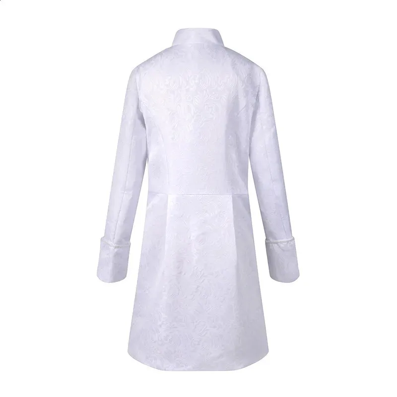 Manteau Tailcoat Steampunk Victorien Homme - Veste Jacquard Blanc Longue Gothique Rétro, Cosplay 4XL, Style Aristocrate Gothique Et Pirate
