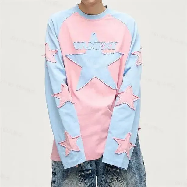 Wholesale Harajuku Star Embroidered Long Sleeve T Shirt Y2K