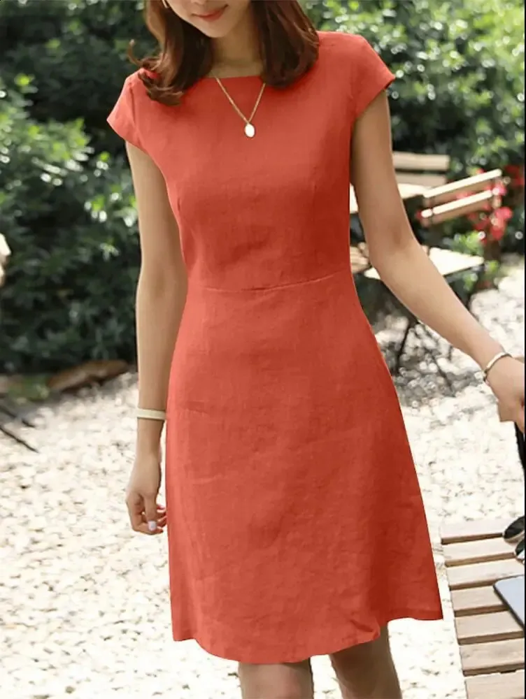 Women Mint Loose Summer Boat Linen Dress 272501# Women Mint Loose Summer Boat Linen Dress 272501#