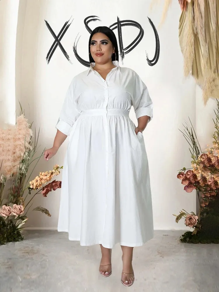 Chubby Womens Plus Size White Dress Cool Outfit For Chubby Women
