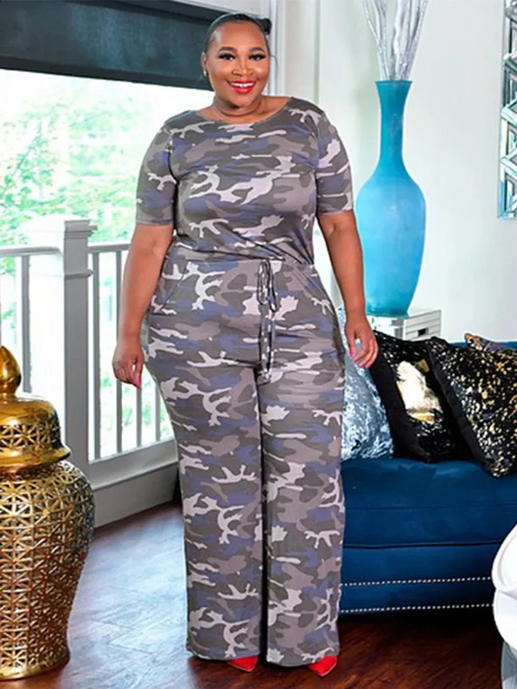 Summer Casual Short Sleeve Jumpsuits for Women Plus Size Overalls One Piece Streetwear