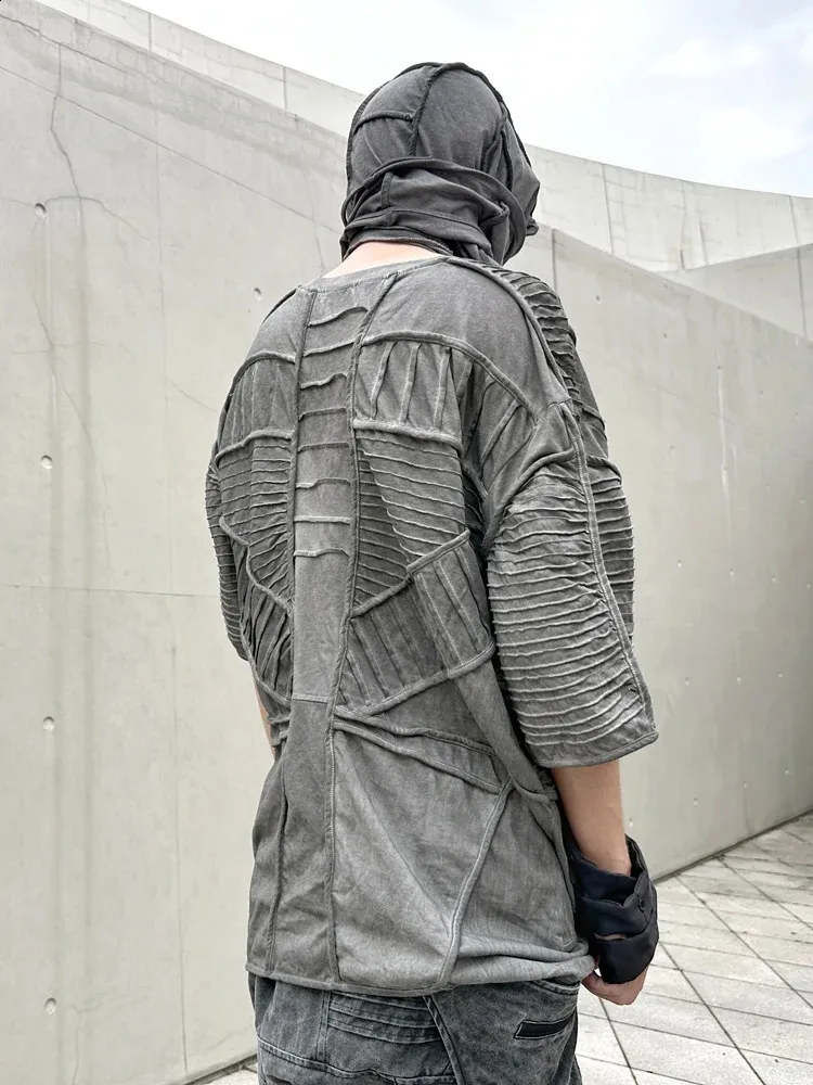 Avant-Garde Asymmetric Tee - Distressed Tie-Dye 3D Cut