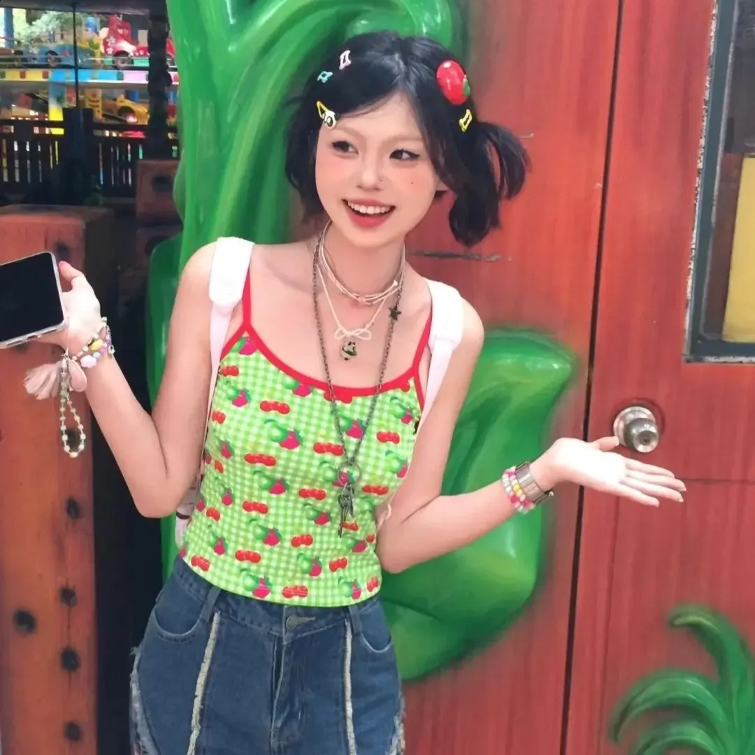 Genayooa Harajuku Streetwear Tank Top Womens Sleeveless Y2k Halter