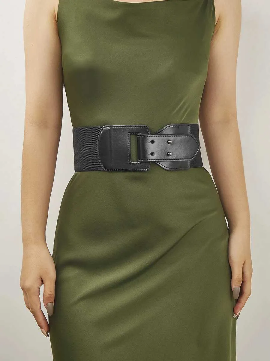 Save Big on Bulk Elasticated Belts Women Belts Black Elastic Belts For  Women Girdle Folding Pu Buckle Fashion Innovation Dress Ladies Waist  Decorative