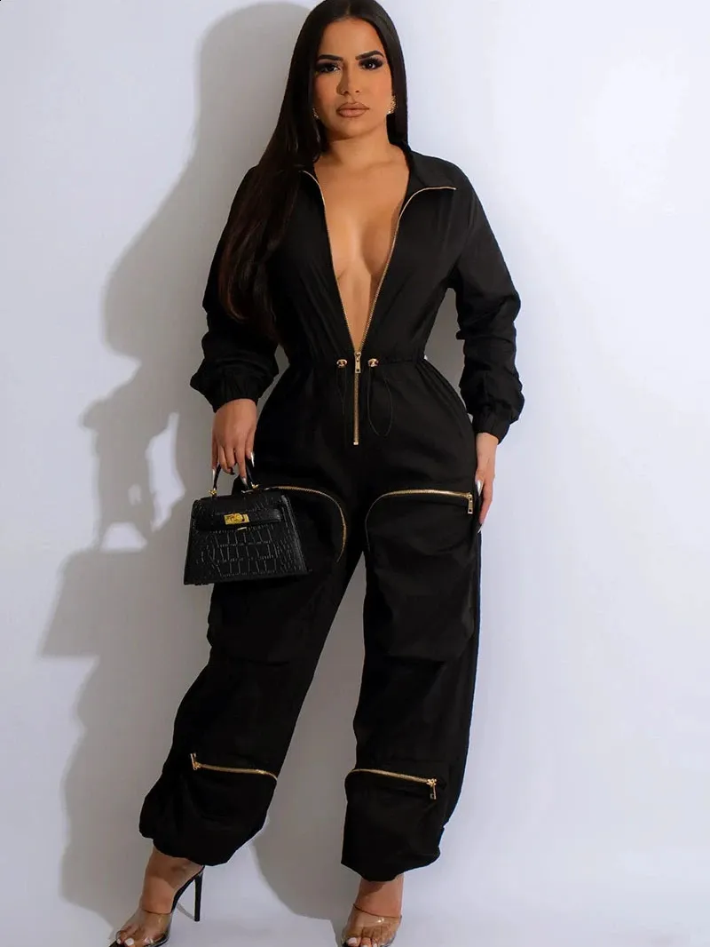 Save Big on Bulk Cargo Jumpsuits INS Cargo Jumpsuits Women Spring Clothing  Solid Zipper Fly Big Pockets Long Rompers Playsuits One Pieces Pants