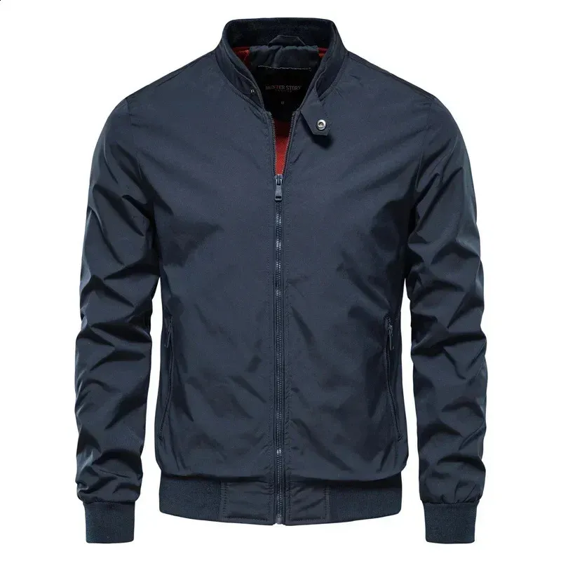 Mens Stand Collar Bomber Jacket Shop Now for Autumn/Winter Fashion!  Premium Quality, Solid Color Coat