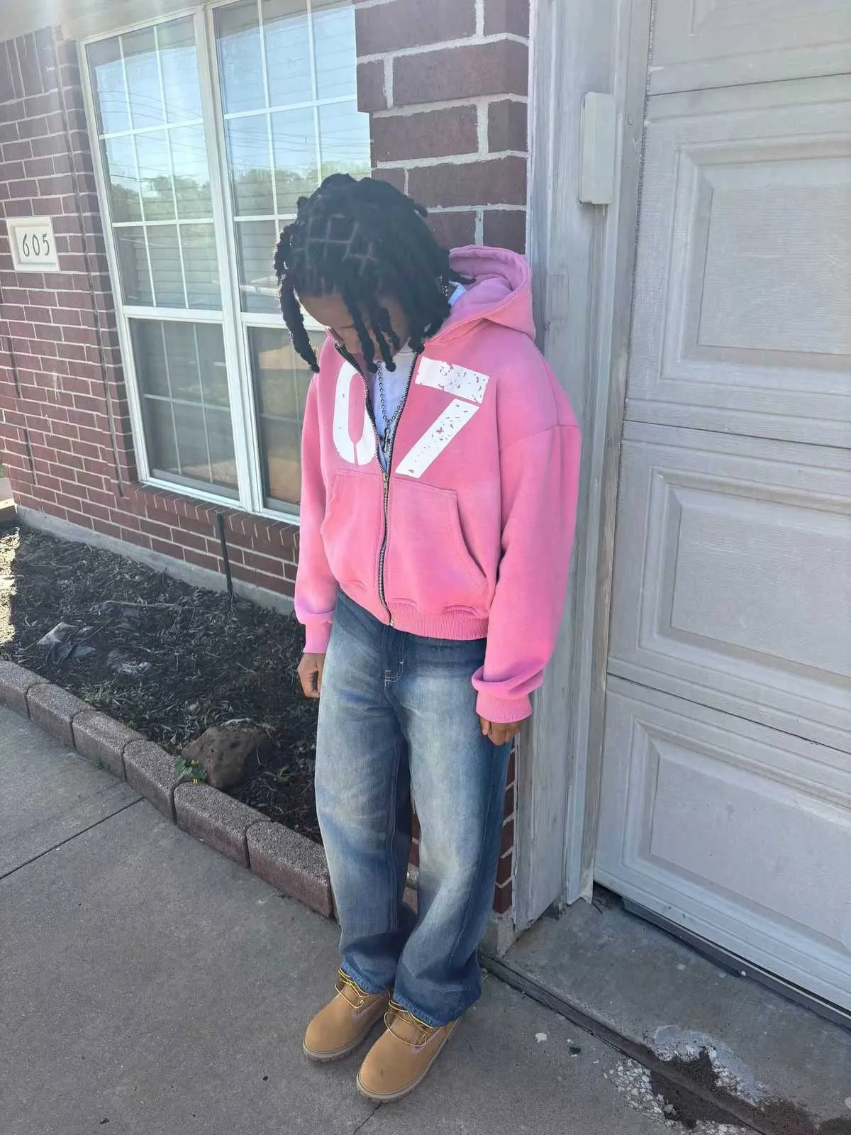 Mens Hoodies Harajuku 07 Pink Jacket 07even Hooded Back To School Hip Hop Streetwear Grunge Oversized Sweatshirt Zip Up Hoodie Men Goth Y2k Tops