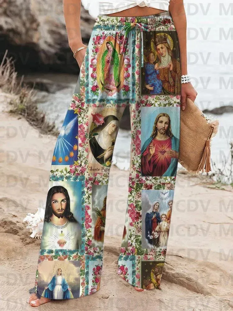 DHgate.com:Vintage Fish Print Linen Pants - Comfortable