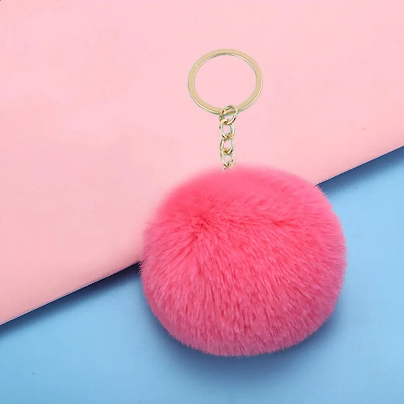 8cm Fluffy Faux Rabbit Fur Pom Keychains Soft Pompom Key Rings For Car ...