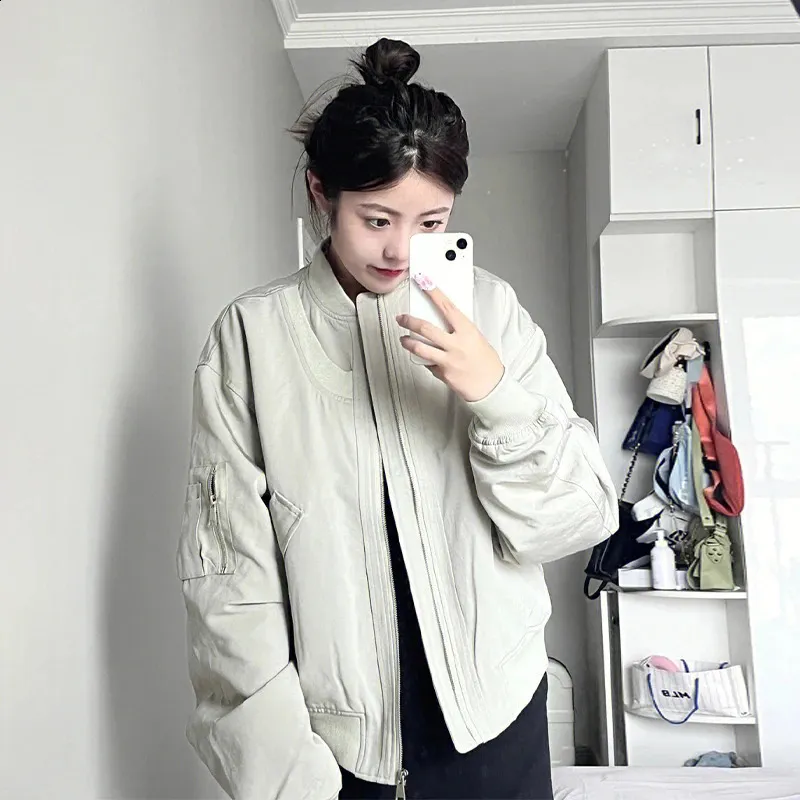 Women s Oversized Vintage Bomber Jacket Streetwear Aesthetic 2024 Korean Fashion