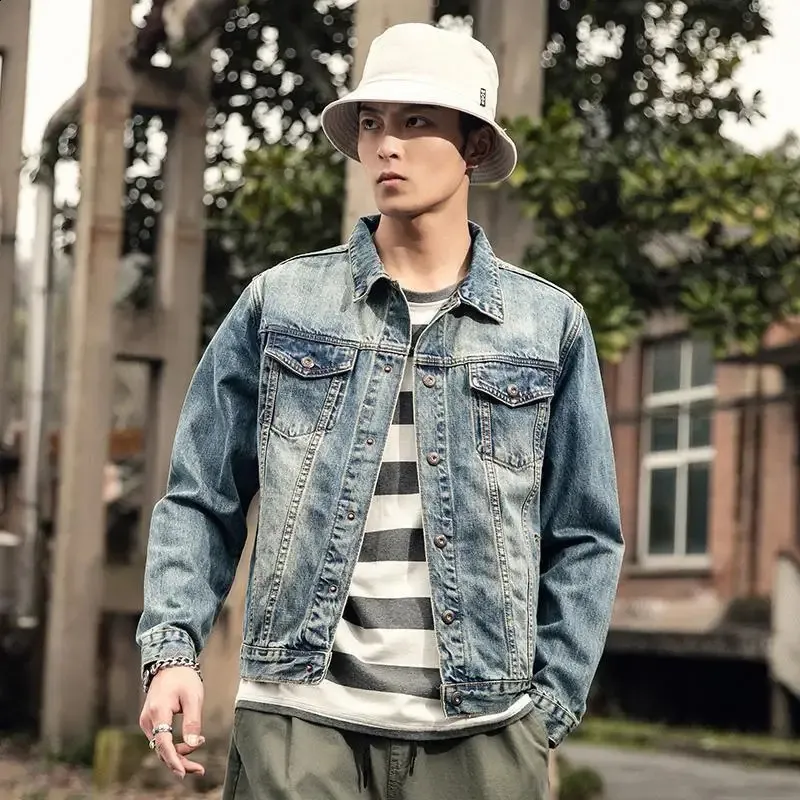 Shirt Men Jean Jacket Style Mens Slim Denim Jacket: Retro Style