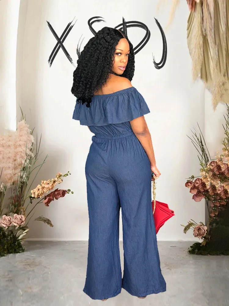 Women's Jumpsuits Off The Shoulder Jean Jumpsuit Denim