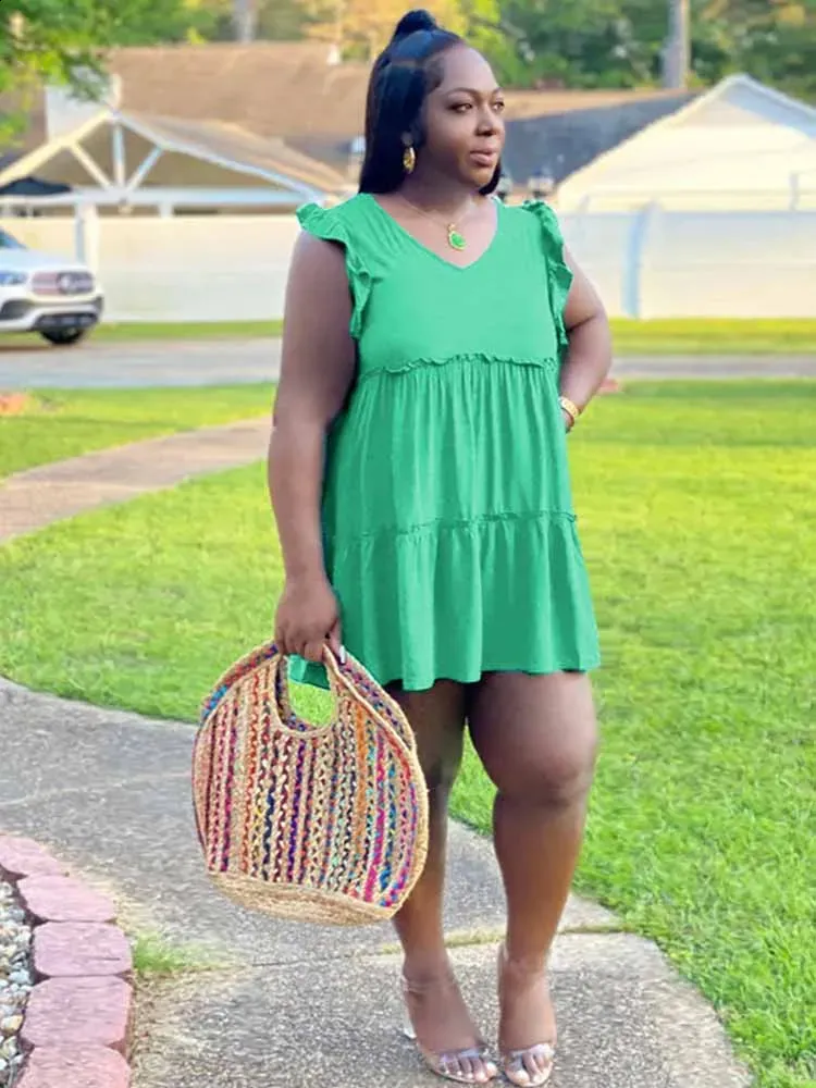 plus size flowy mini dress Plus Size Floral Faux Wrap Mini Dress