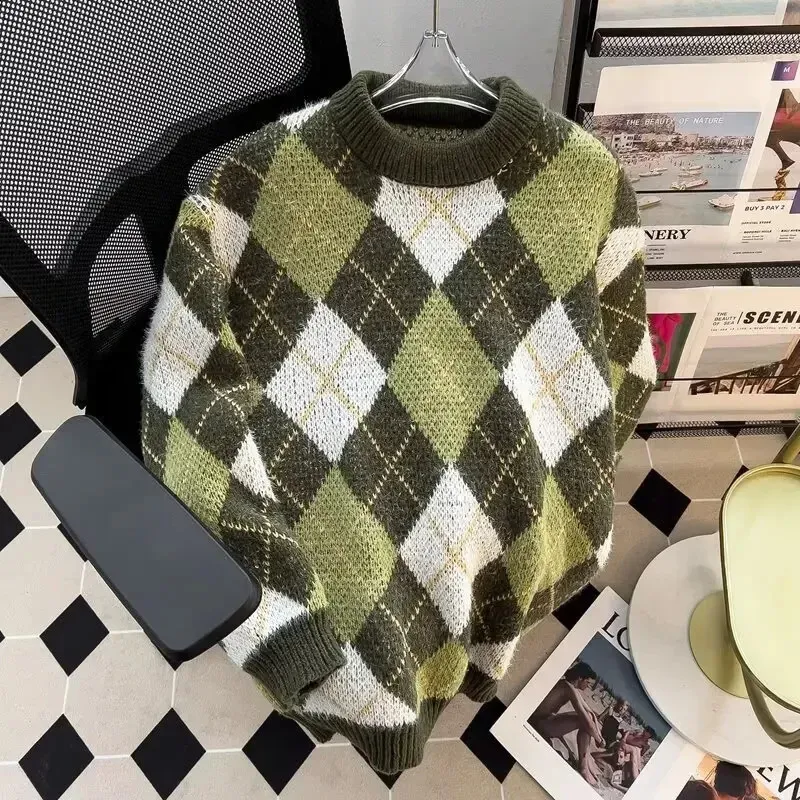 【COSYHARU】Ramiel Argyle Knitwear DHgate.com:Argyle Sweater Womens Style Knit Top: Japanese