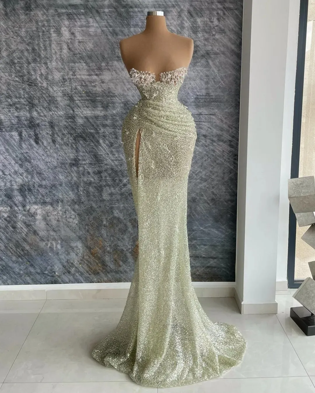chinese dress ladies Ruffled Mesh Wing Viscose Mermaid Dress – John Paul Ataker main image 1