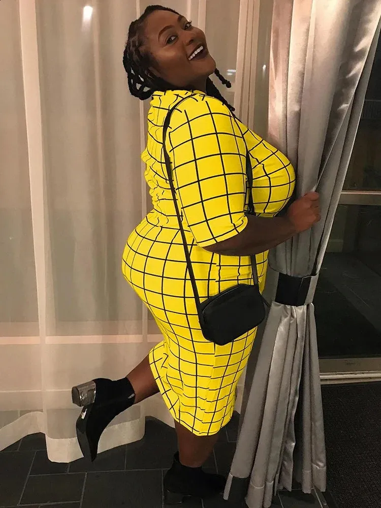 Women Summer Dress Short Sleeve Casual Plus Size Dresses Plaid