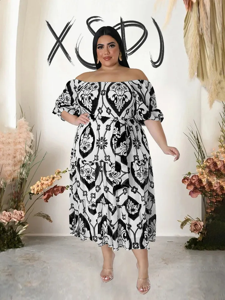 black and white semi formal dresses plus size Mac Duggal Embellished Off-The-Shoulder Midi-Dress main image 0
