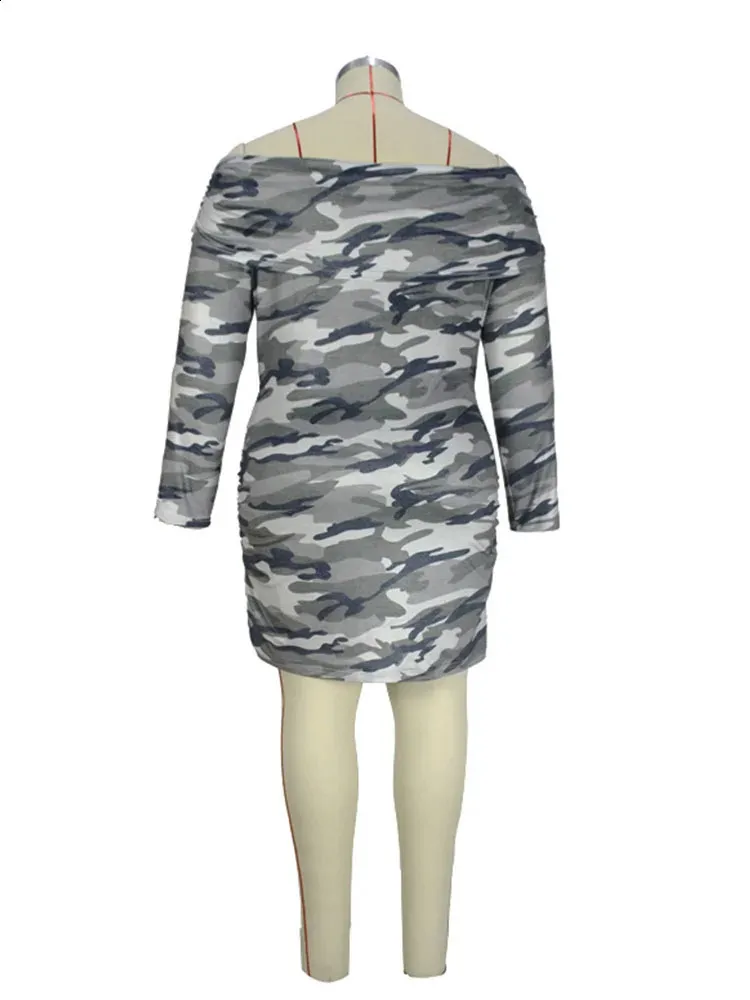 Womens Dress Bodycon Off Shoulder Sexy Short Dress for Party Elegant Camouflage Plus Size Dresses Wholesale Bulk Drop 240814