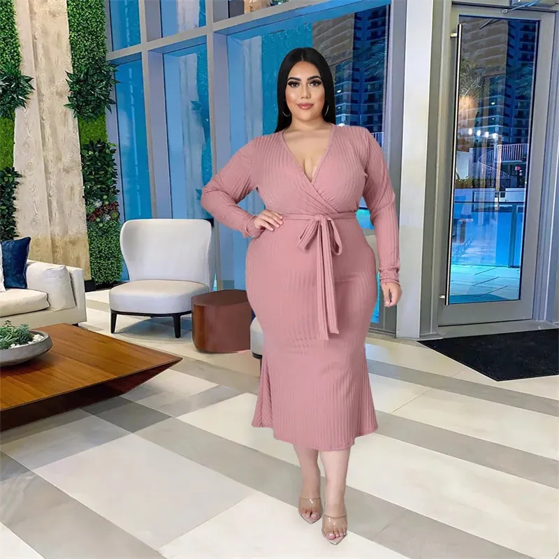knee length dresses for ladies Final Sale Plus Size Sheer Stripe See-Thru Midi Bodycon Dress in Rust main image 0