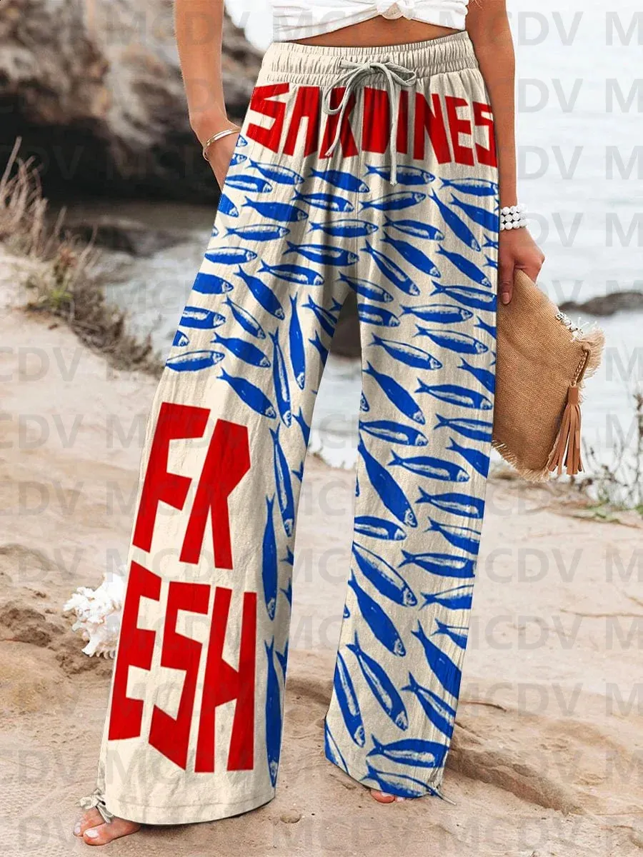 PURPEARL Linen Pants Women Summer Palazzo Pants Flowy Wide