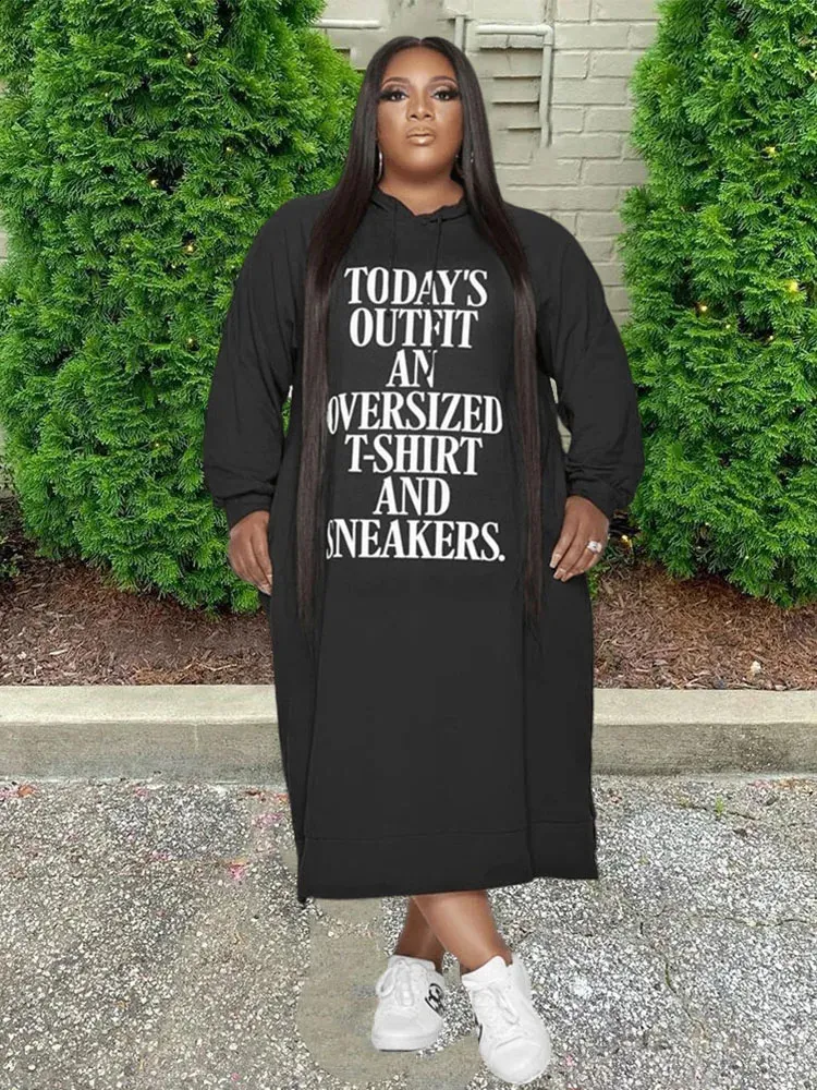 Women's Oversized Casual Long Sleeve Knit Midi Dress with Hoodie Women's Oversized Casual Long Sleeve Knit Midi Dress with Hoodie