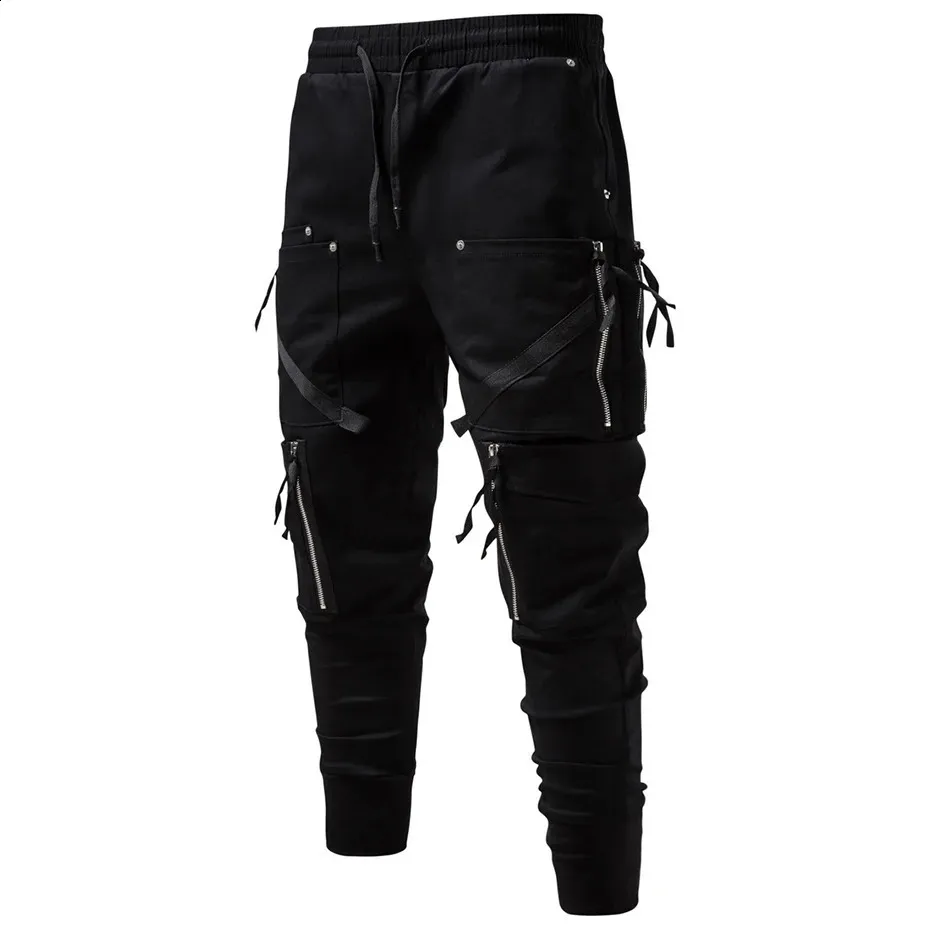 Mens Y2K Cargo Pants: Techwear Ninja Joggers with Zipper