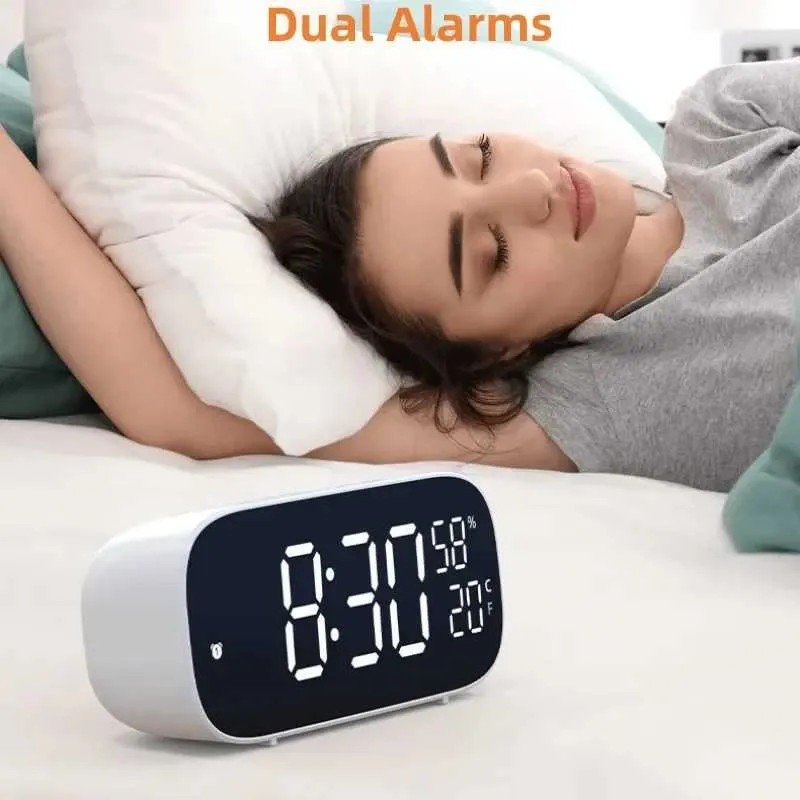 Voice Command Alarm Clock: Temperature & Humidity Display, USB Powered ...