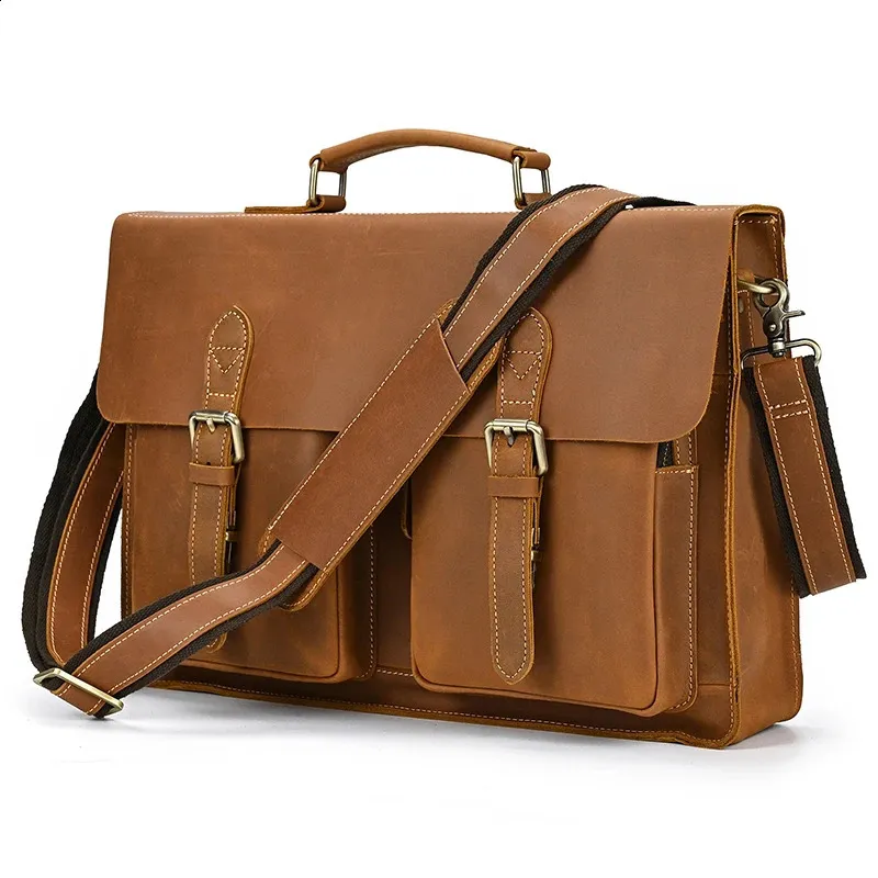 Mens Genuine Leather Laptop Bag 15.6 Inch Business Tote Mens Leather Briefcase Sale For Work And Fashion 240822 From Visiblestore 91.6 DHgate.Com