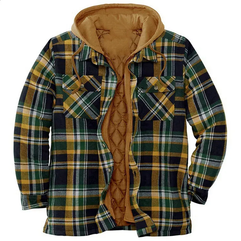 Men's Quilted Hooded Flannel flannel shirt jacket Men's Quilted Hooded Flannel flannel shirt jacket