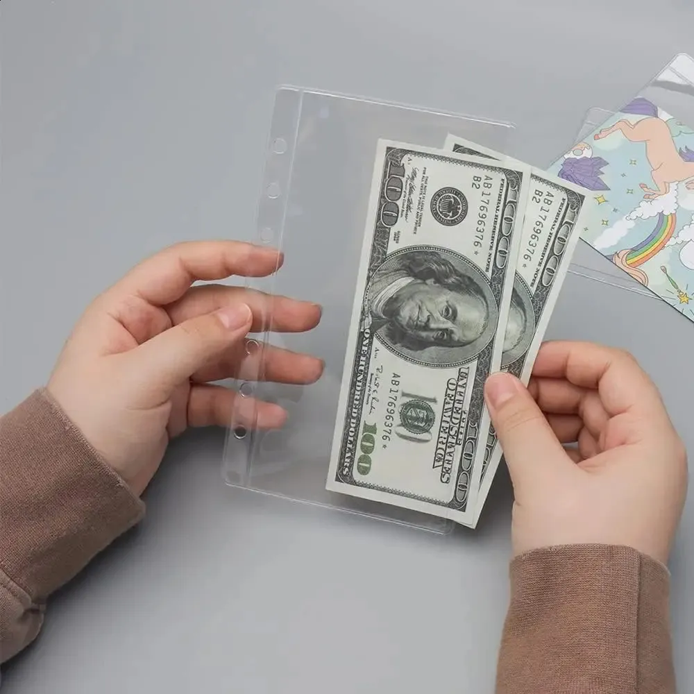 A7 Binder Pockets 12-Pack - Clear PVC Zipperless Envelopes For Cash Budgeting & Documents