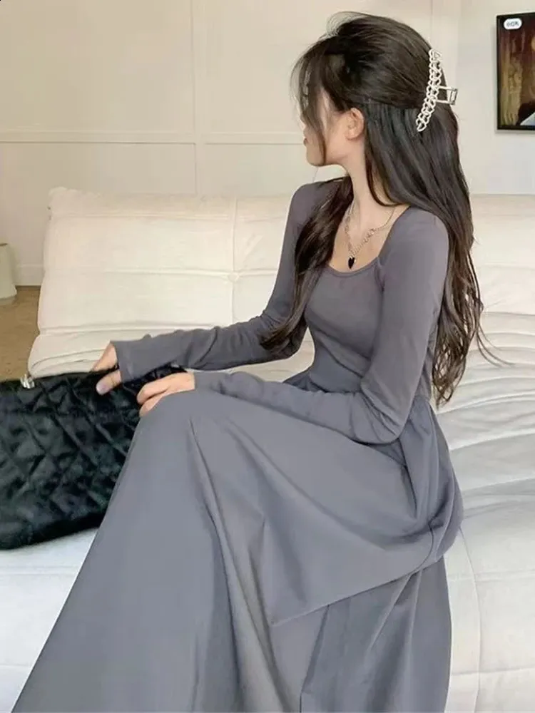 Korean Style Preppy Midi Dress for Women - Elegant and Fashionable All-Match rosalita mcgee vestidos de Mujer for Autumn