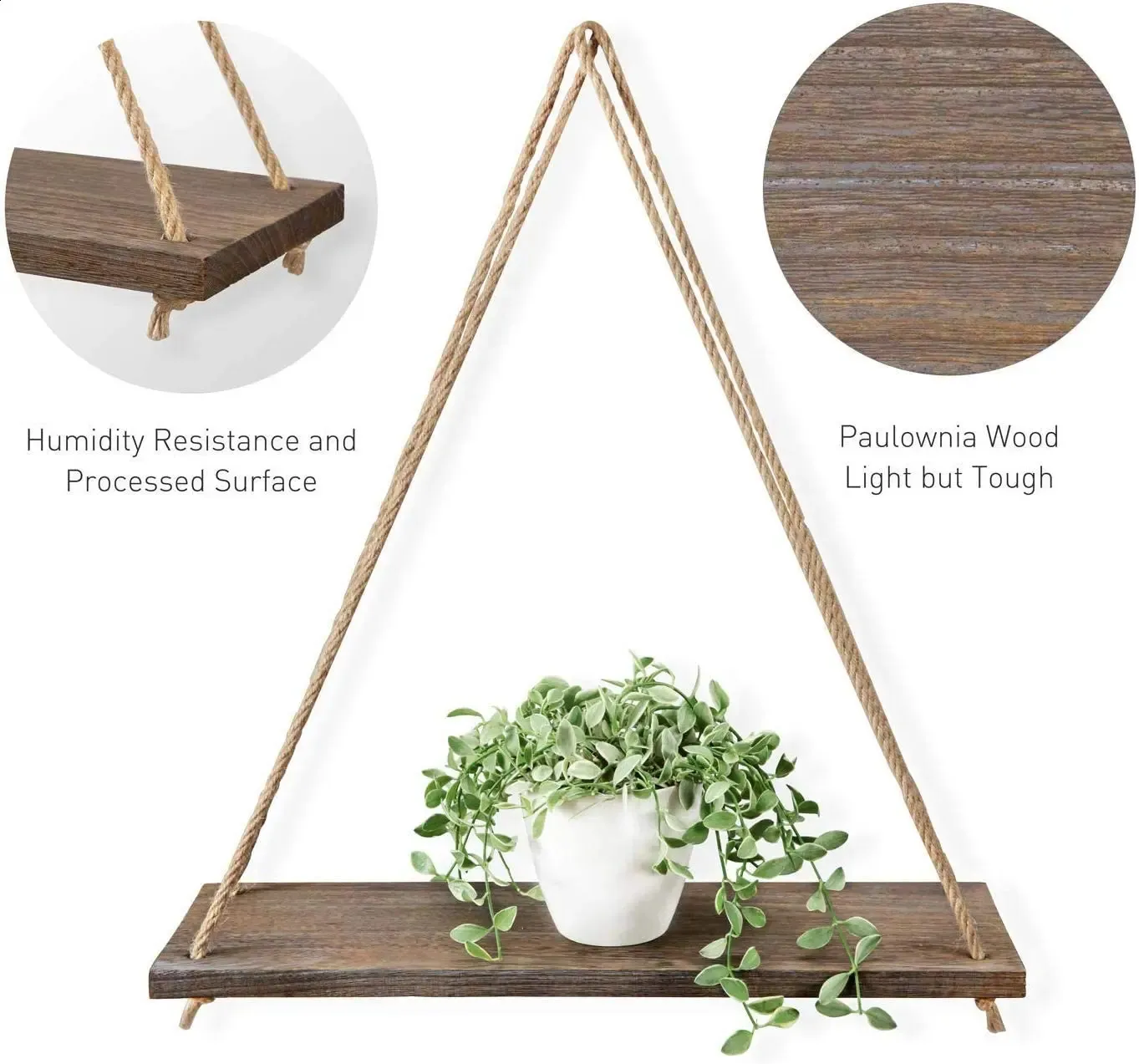 Wooden Rope Swing Wall Mounted Hanging Plant Pot Tray Floating Shelf for  Indoor Office Decoration from Dhgate Decorative Objects & Figurines - price  25.08