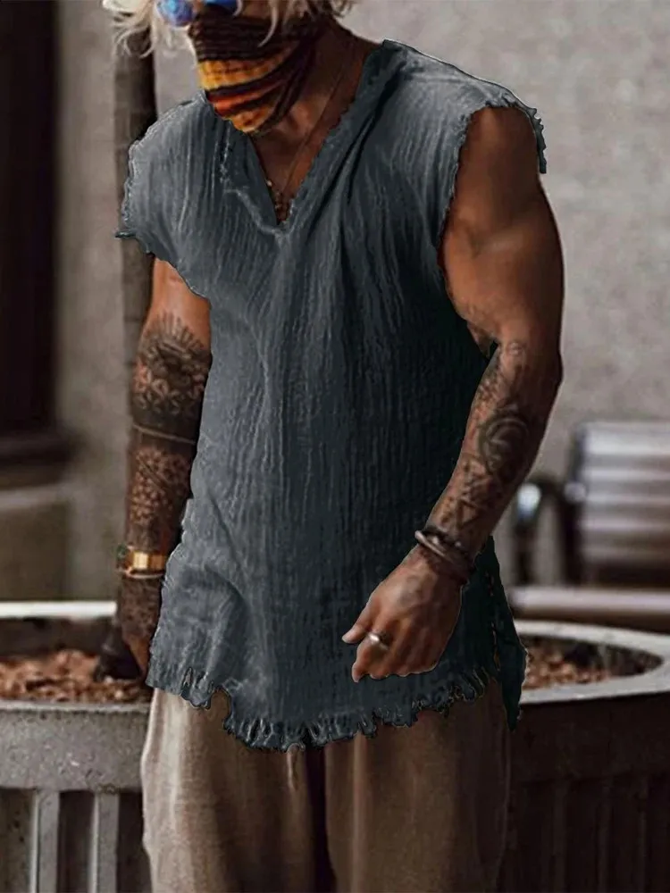 Save Big on Bulk Tassel Vests Men's Summer Vest With Tassels Sleeveless V  Neck Loose Fit Fashion Vest, Vintage Mens Vests Style, Lightweight For  Daily