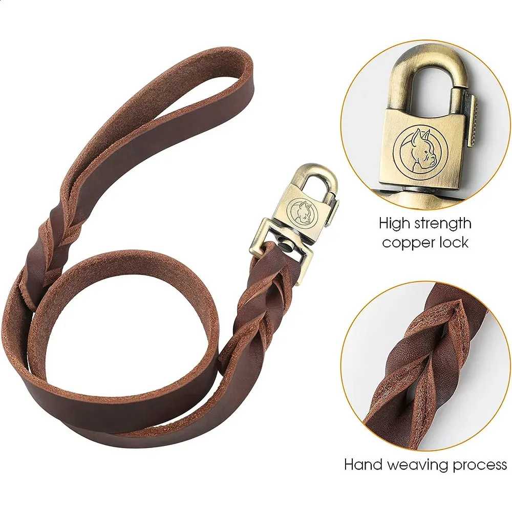 1 inch leather dog leash THE NIPSEY Blue Cuban Link DOG Leash 1 Inch - Premium Leather Handle