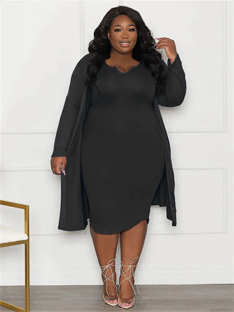 Wmstar Plus Size maxi dress Set - 2 Piece Outfit with Matching Coat - Fall Clothing Wholesale (240816)