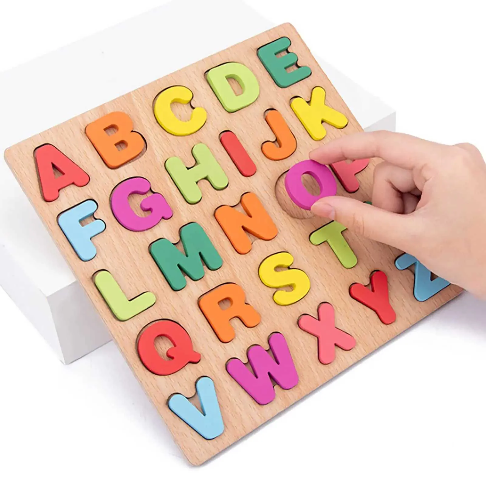 Lasoba Wooden Animal Alphabet Puzzle Matching Game, ABC Puzzles For Toddlers 2-4, Montessori Educational Toys For Kids Ages 3-5