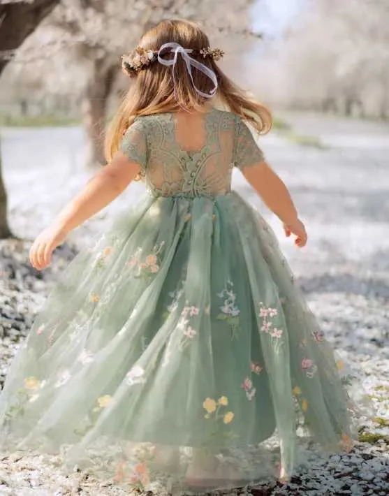 green emerald velvet dress Fairy Garden Dress – Carmen Creation main image 1