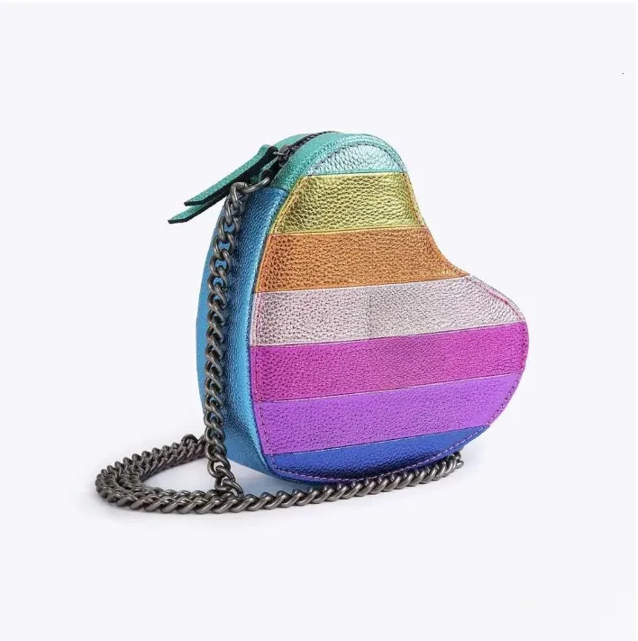 Luxury Rainbow Heart Chain Crossbody Bag For Women Designer Handbag With Zipper Small Messenger Heart Shaped Purse From Topluxurybag88 12.7 DHgate.Com