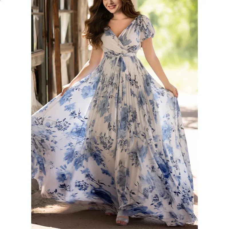 Bohemian Floral Print Chiffon Maxi Dress for Plus Size Women - Daily Casual Plus Size Chiffon Dresses Floral Print Maxi Dress With Puff Sleeves, Empire  Waist Bohemian Long Dress For Womens Holiday Elegance From Sereinstore,  $41.16 | DHgate.Com