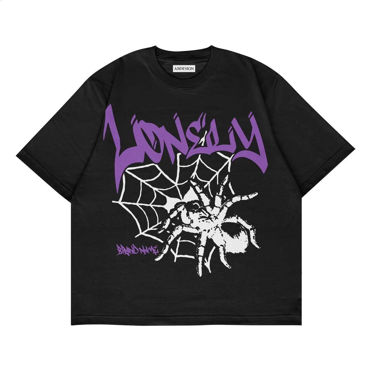 Purple Gothic Harajuku Spider Print Cotton Oversized T-Shirt