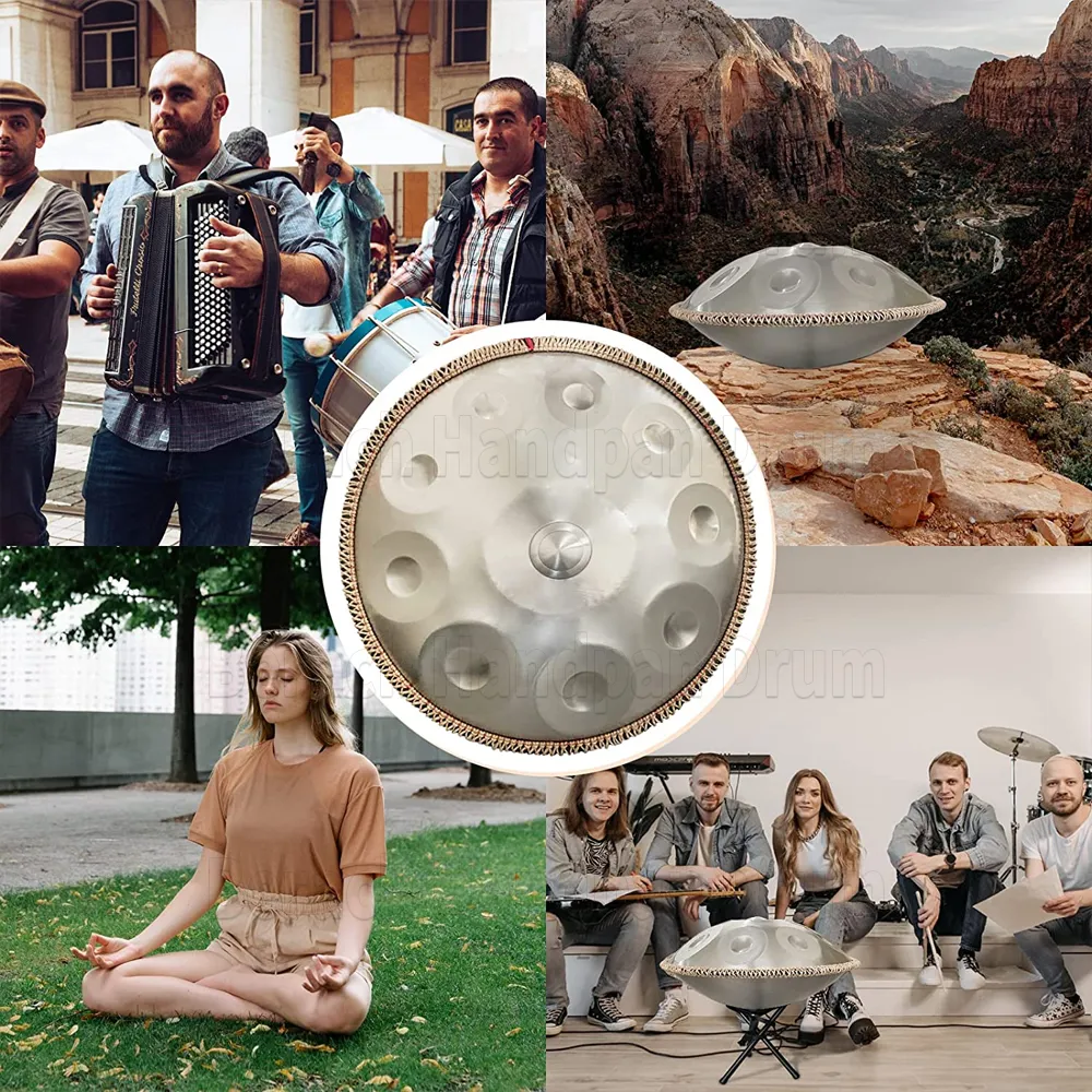 Silver Handpan Drum G Minor 18 Inch Tambor Yoga Meditation Music