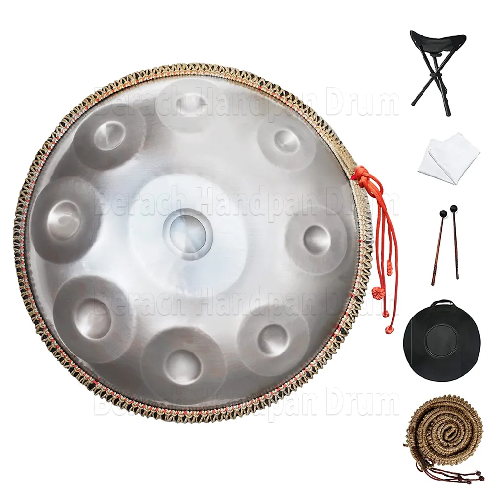 Silver Handpan Drum G Minor 18 Inch Tambor Yoga Meditation Music